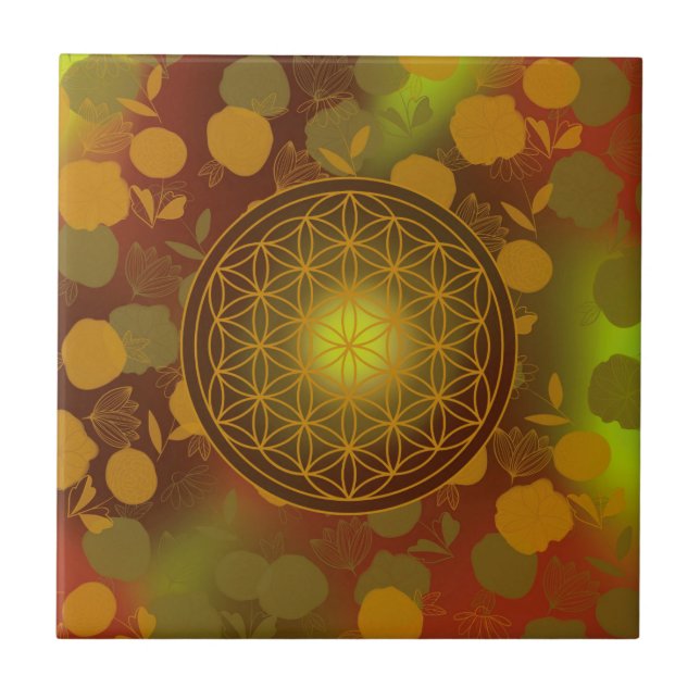 flower of life, chakra,zen,sacred geometric, ceramic tile (Front)