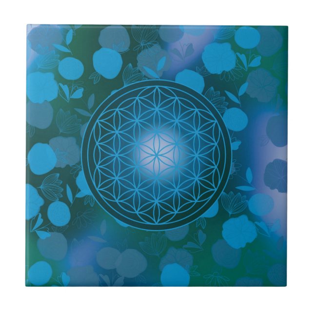 flower of life, chakra,zen,sacred geometric, ceramic tile (Front)