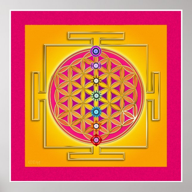FLOWER OF LIFE - Chakras Yantra Poster (Front)