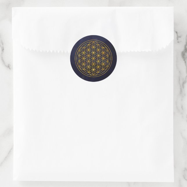 flower of life classic round sticker (Bag)