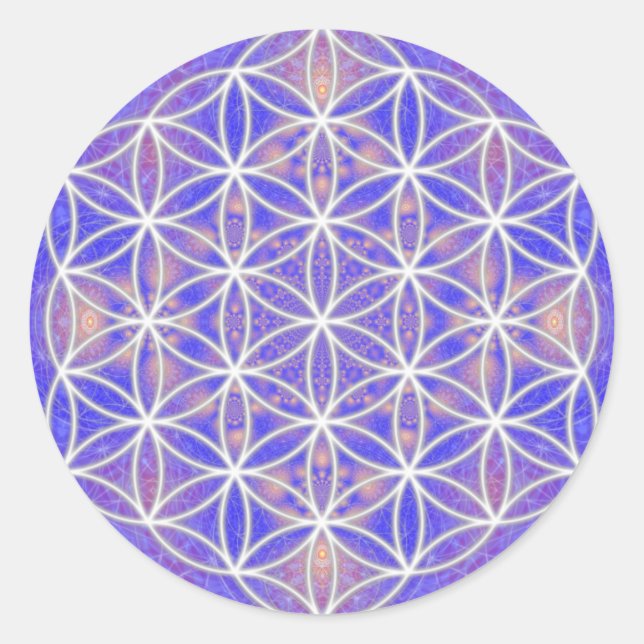 Flower of Life (Colour 3) Classic Round Sticker (Front)