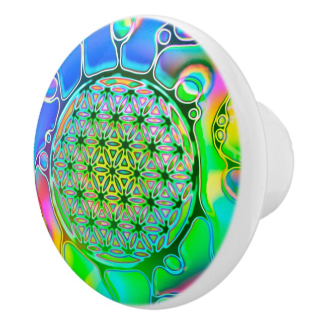 Flower Of Life - Colourfully Ways 1 Ceramic Knob (Right)