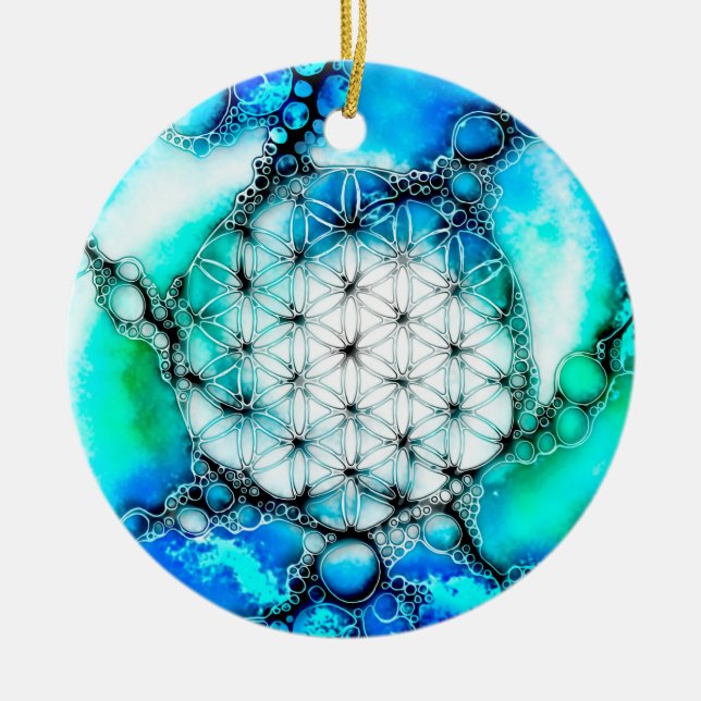 Flower Of Life - Colourfully Ways 2 Ceramic Ornament (Front)