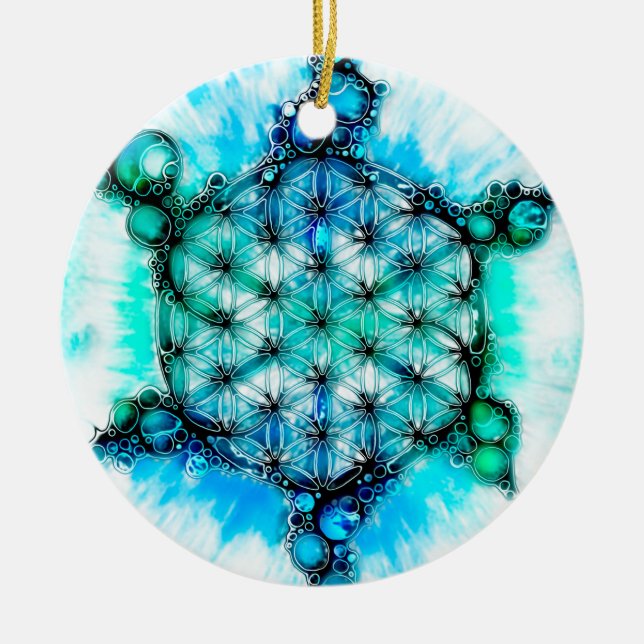 Flower Of Life - Colourfully Ways 3 + 4 Ceramic Ornament (Front)