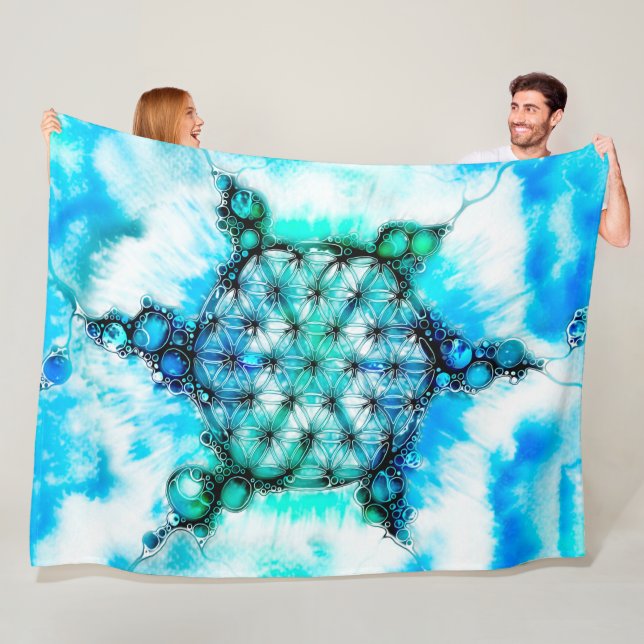 Flower Of Life - Colourfully Ways 3 Fleece Blanket (In Situ)