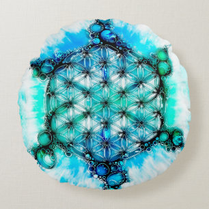 Flower Of Life - Colourfully Ways 3 Round Cushion