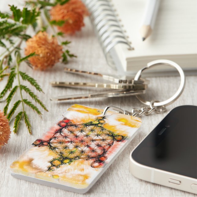 Flower Of Life - Colourfully Ways 4 Key Ring (Front Right)