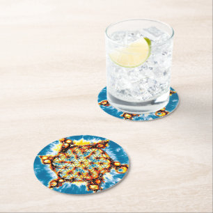 Flower Of Life - Colourfully Ways 5 Round Paper Coaster