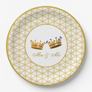 Flower of Life & Crowns Wedding Paper Plate