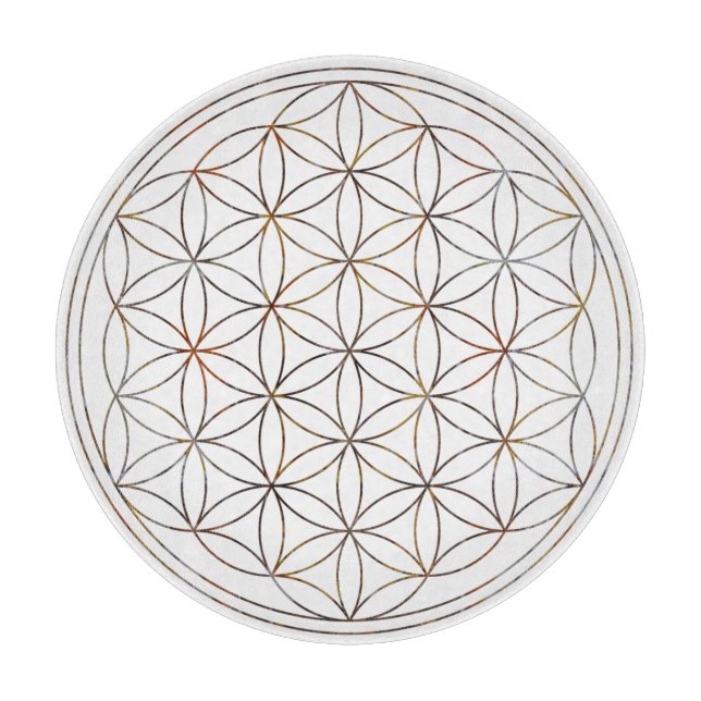 Flower Of Life Crystal Grid (V-Elements) Cutting Board (Front)
