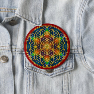 FLOWER OF LIFE - Fractal Blossom 1 10 Cm Round Badge