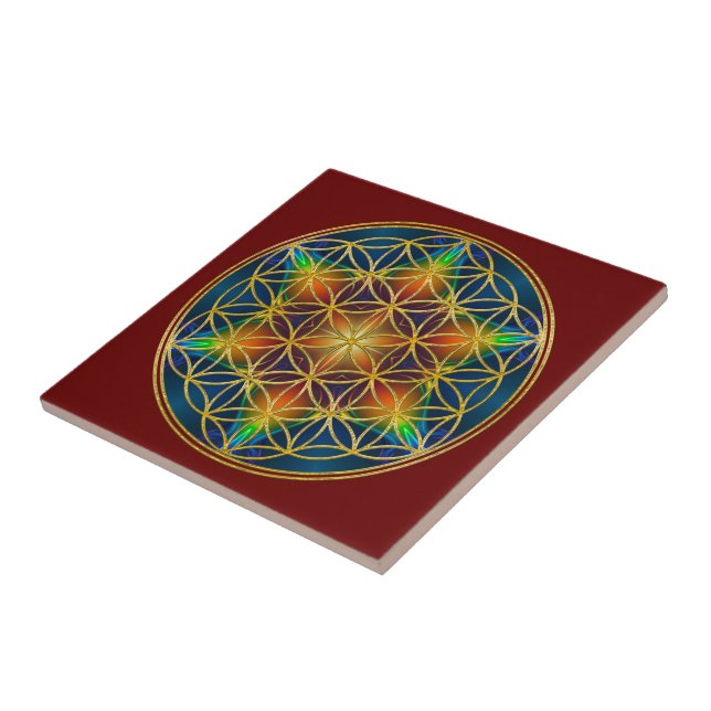 FLOWER OF LIFE - Fractal Blossom 1 Ceramic Tile (Side)