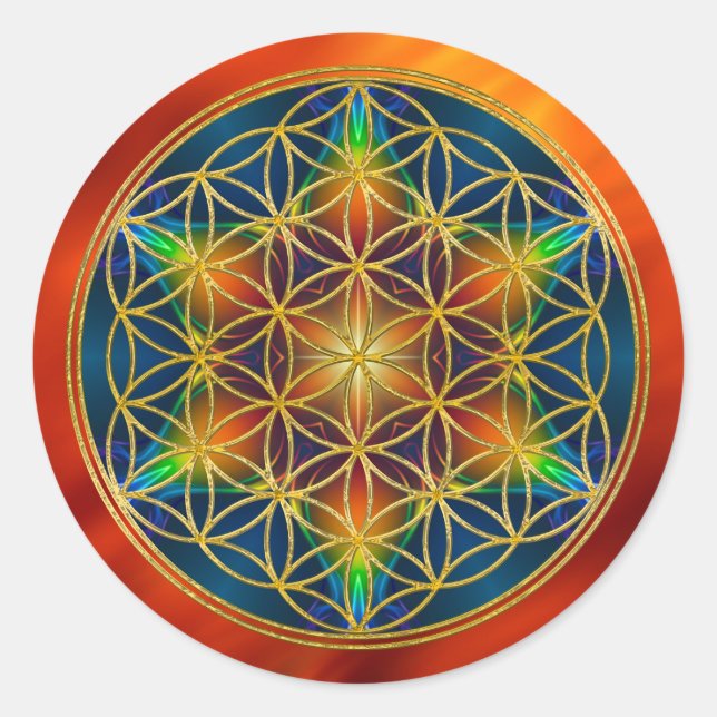 FLOWER OF LIFE - Fractal Blossom 1 Classic Round Sticker (Front)
