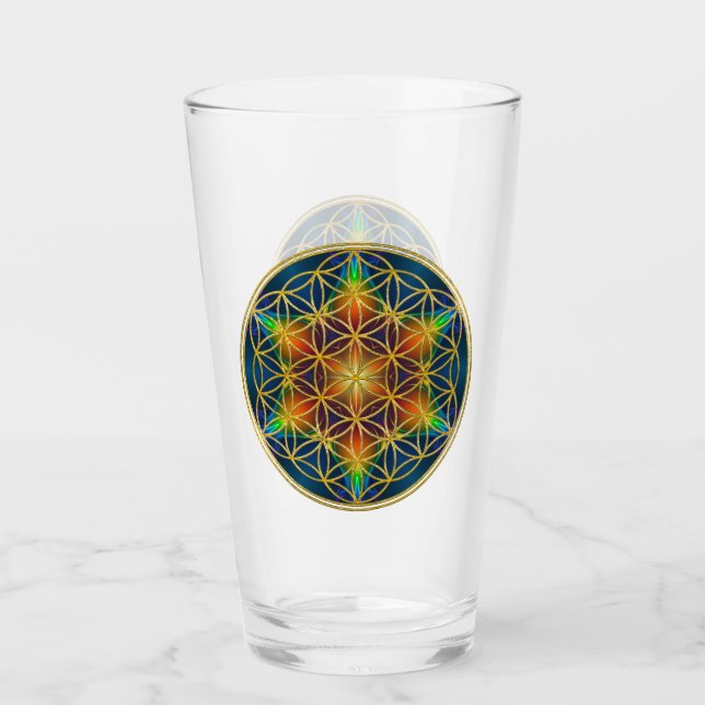 FLOWER OF LIFE - Fractal Blossom 1 Glass (Front)