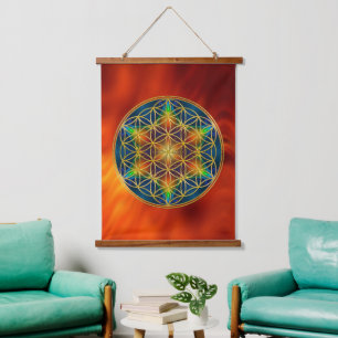 FLOWER OF LIFE - Fractal Blossom 1 Hanging Tapestry