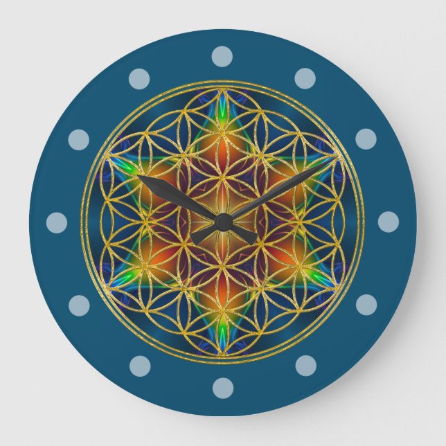 FLOWER OF LIFE - Fractal Blossom 1 Large Clock (Front)