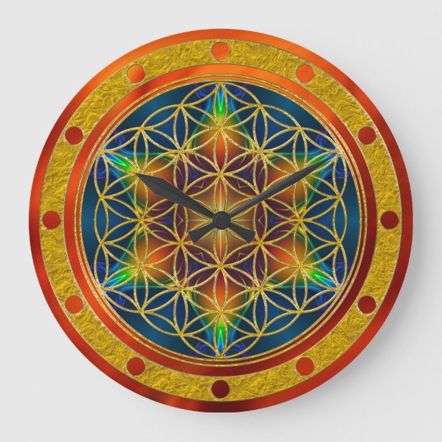 FLOWER OF LIFE - Fractal Blossom 1 Large Clock (Front)