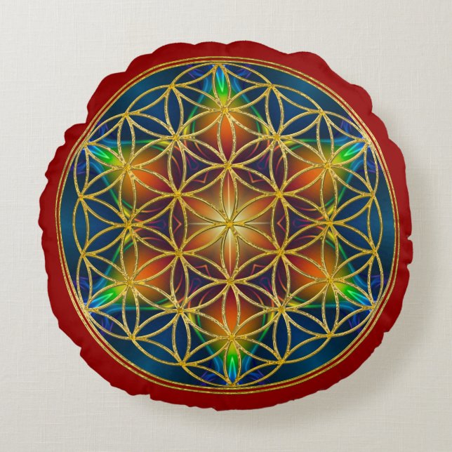 FLOWER OF LIFE - Fractal Blossom 1 Round Cushion (Front)