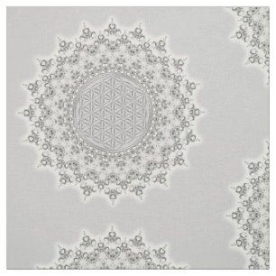 Flower of Life - Fractal Mandala grey green Fabric