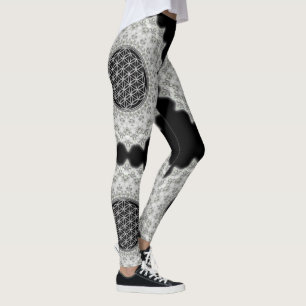 Flower of Life - Fractal Mandala grey green Leggings