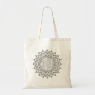 Flower of Life - Fractal Mandala grey green Tote Bag