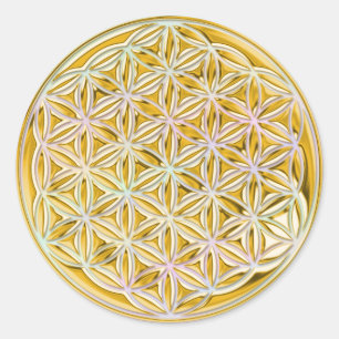 Flower Of Life / full gold light coloured Classic Round Sticker