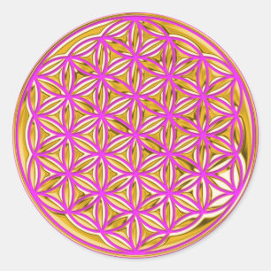 Flower Of Life / full gold   pink Classic Round Sticker