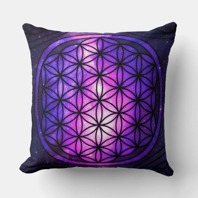 Flower of Life Galactic Cotton Throw Pillow (Front)