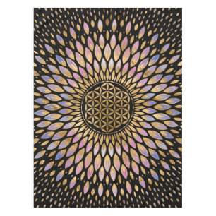Flower of Life - Gentle Pastels and Gold Tablecloth