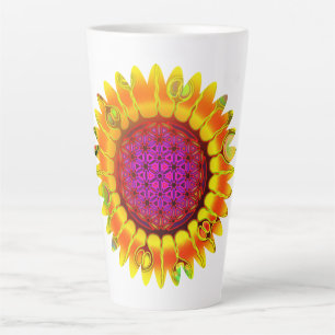 Flower Of Life - Geometric Blossom 4 Latte Mug
