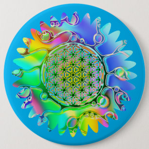 Flower Of Life - Geometric Blossom 5 6 Cm Round Badge