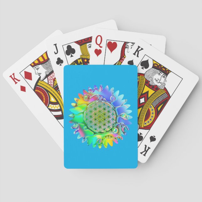 Flower Of Life - Geometric Blossom 5 Playing Cards (Back)