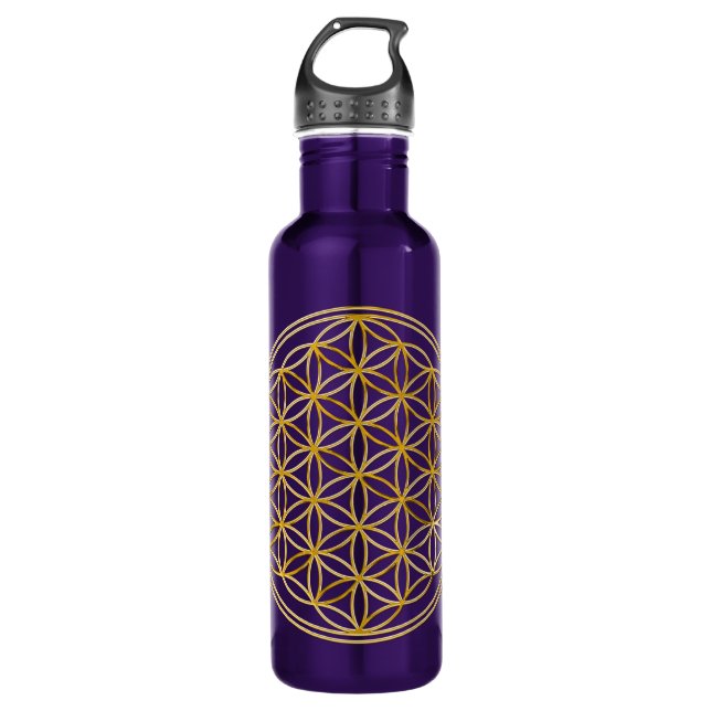 FLOWER OF LIFE - gold 710 Ml Water Bottle (Front)