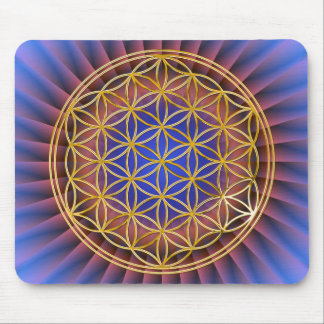 Flower Of Life | gold, big, ble light Mouse Pad