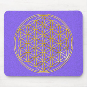 Flower of Life / gold big lila splatter BG Mouse Pad