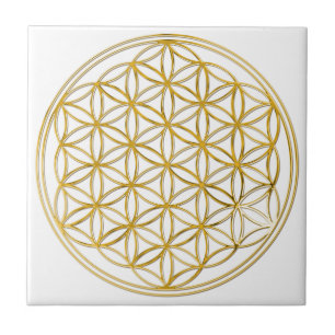 FLOWER OF LIFE - gold Ceramic Tile
