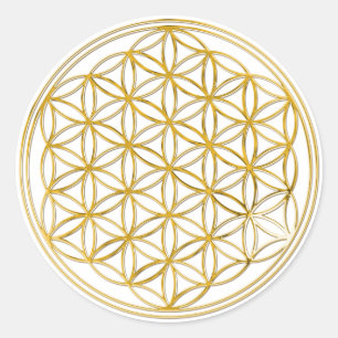 FLOWER OF LIFE - gold Classic Round Sticker