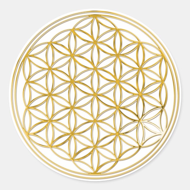 FLOWER OF LIFE - gold Classic Round Sticker (Front)