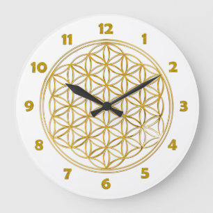 FLOWER OF LIFE - gold - clock face Numbers