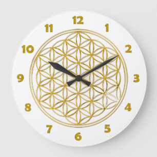 FLOWER OF LIFE - gold + clock face numbers