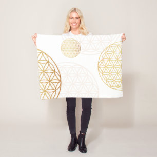 Flower of life gold fleece blanket
