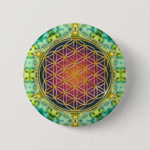 Flower Of Life - gold - fractal 1 6 Cm Round Badge