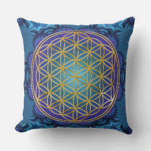 Flower Of Life - gold - fractal 1 Cushion