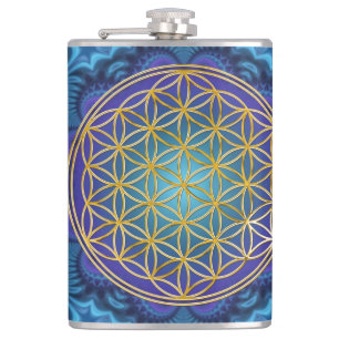Flower Of Life - gold - fractal 1 Hip Flask