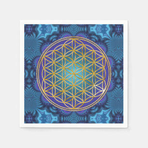 Flower Of Life - gold - fractal 1 Napkin