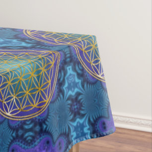 Flower Of Life - gold - fractal 1 Tablecloth