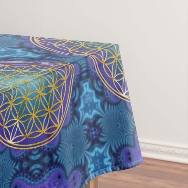 Flower Of Life - gold - fractal 1 Tablecloth (In Situ)
