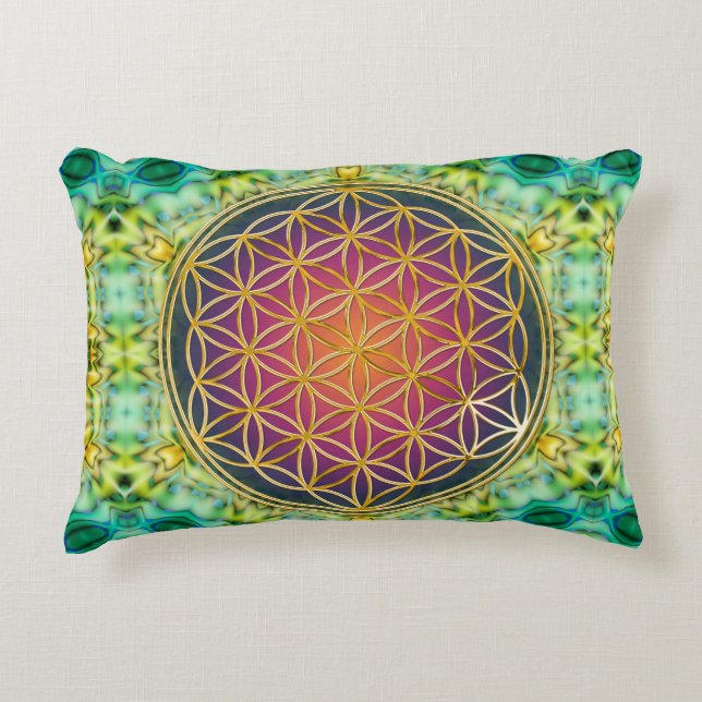 Flower Of Life - gold - fractal 2 Decorative Cushion (Front)