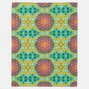 Flower Of Life - gold - fractal 2 Fleece Blanket