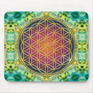 Flower Of Life - gold - fractal 2 Mouse Pad